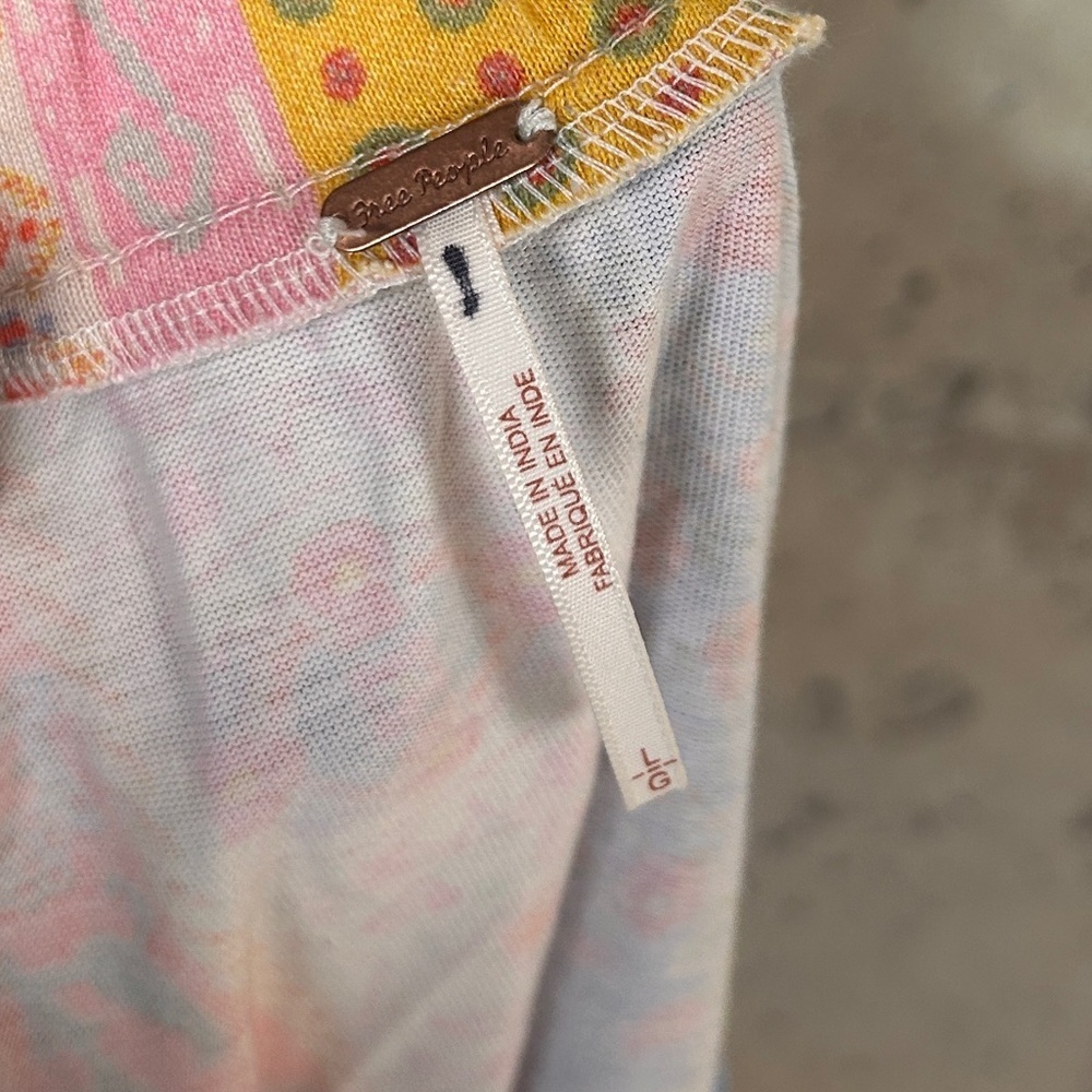 Free people coral lavender yellow floral patchwork midi skirt bralette set large - Picture 8 of 13